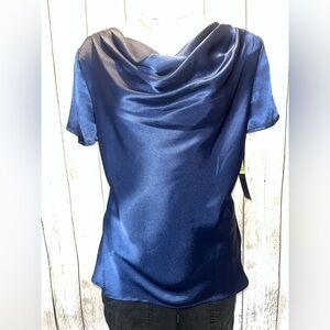 Preston & York Satin Navy Blouse